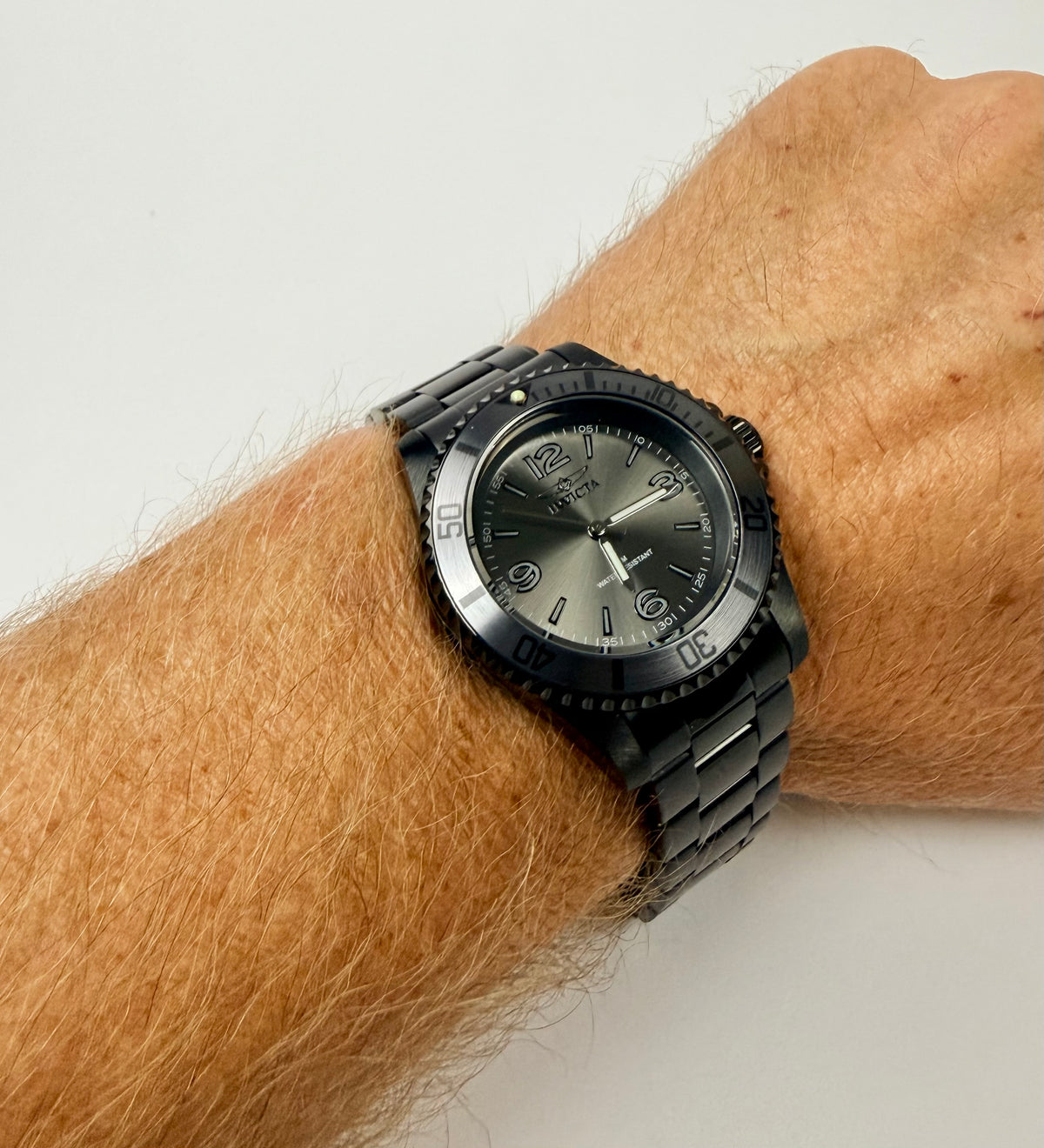 69727 41mm Invicta Specialty Velario Triple Black Dial Steel Bracelet Watch