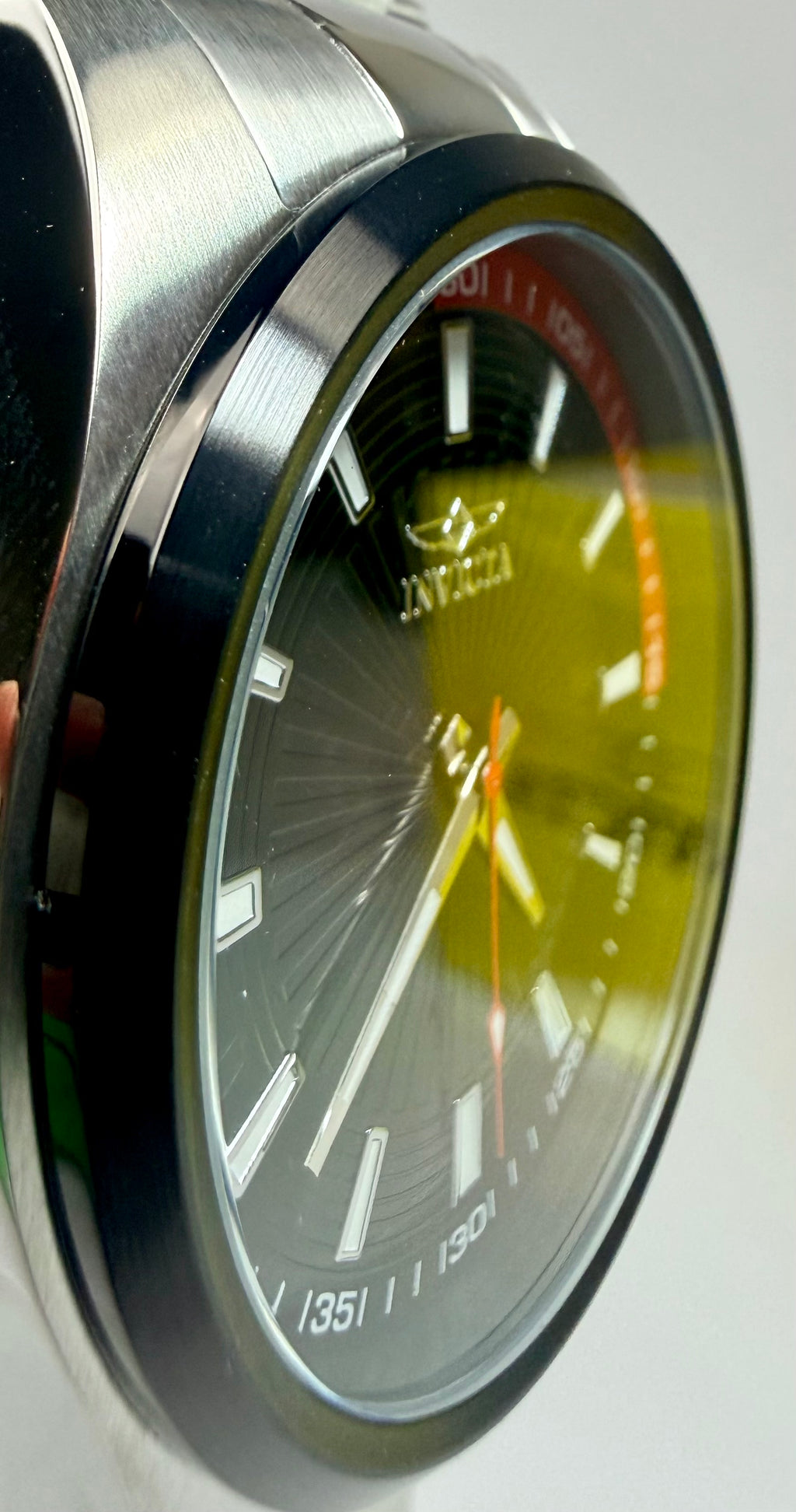 12829 Specialty Mens 45mm Case Stainless Steel Black Dial Red Accent