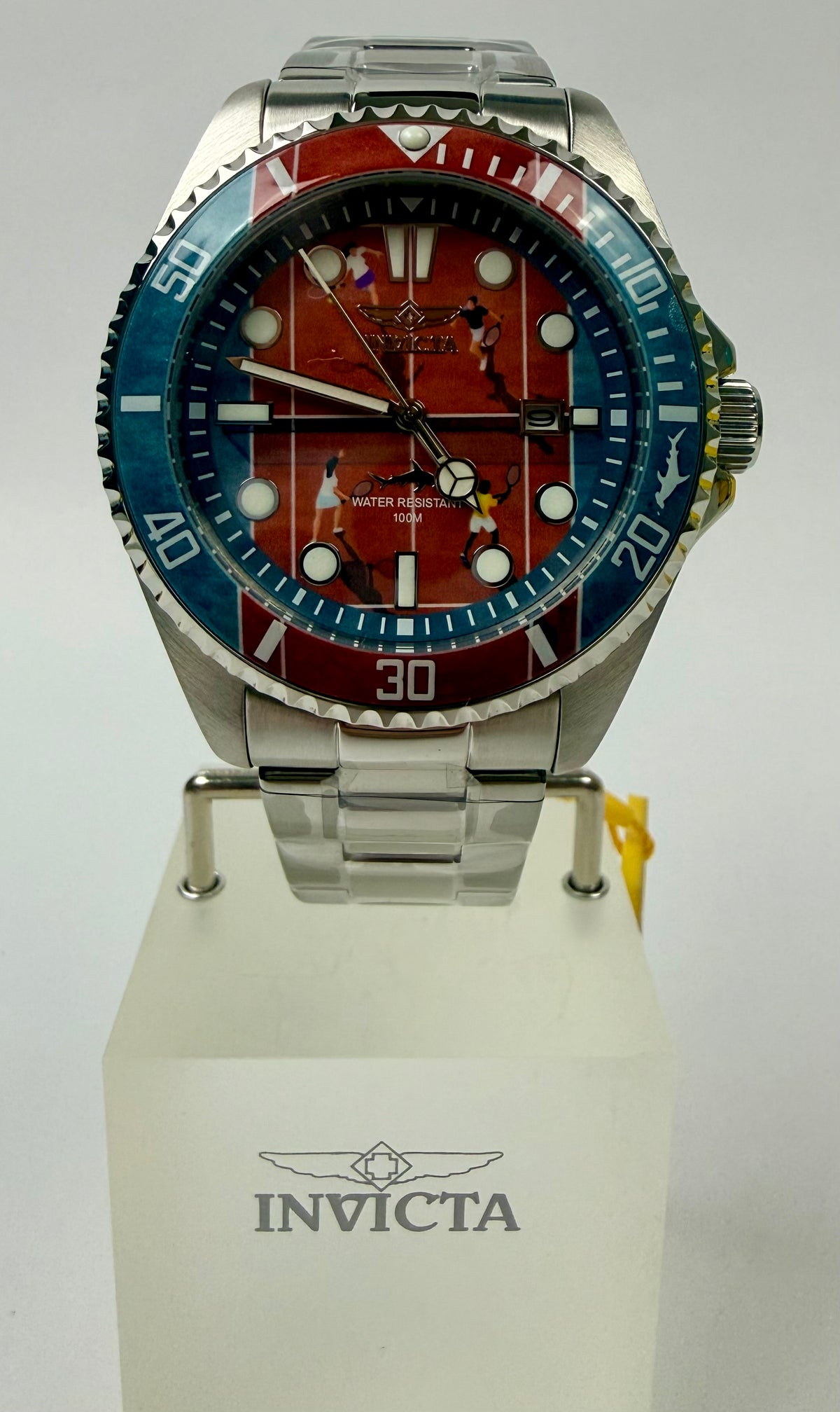 51055 Mens Pro Diver 43mm Steel Tennis Court Dial Stainless Steel Watch