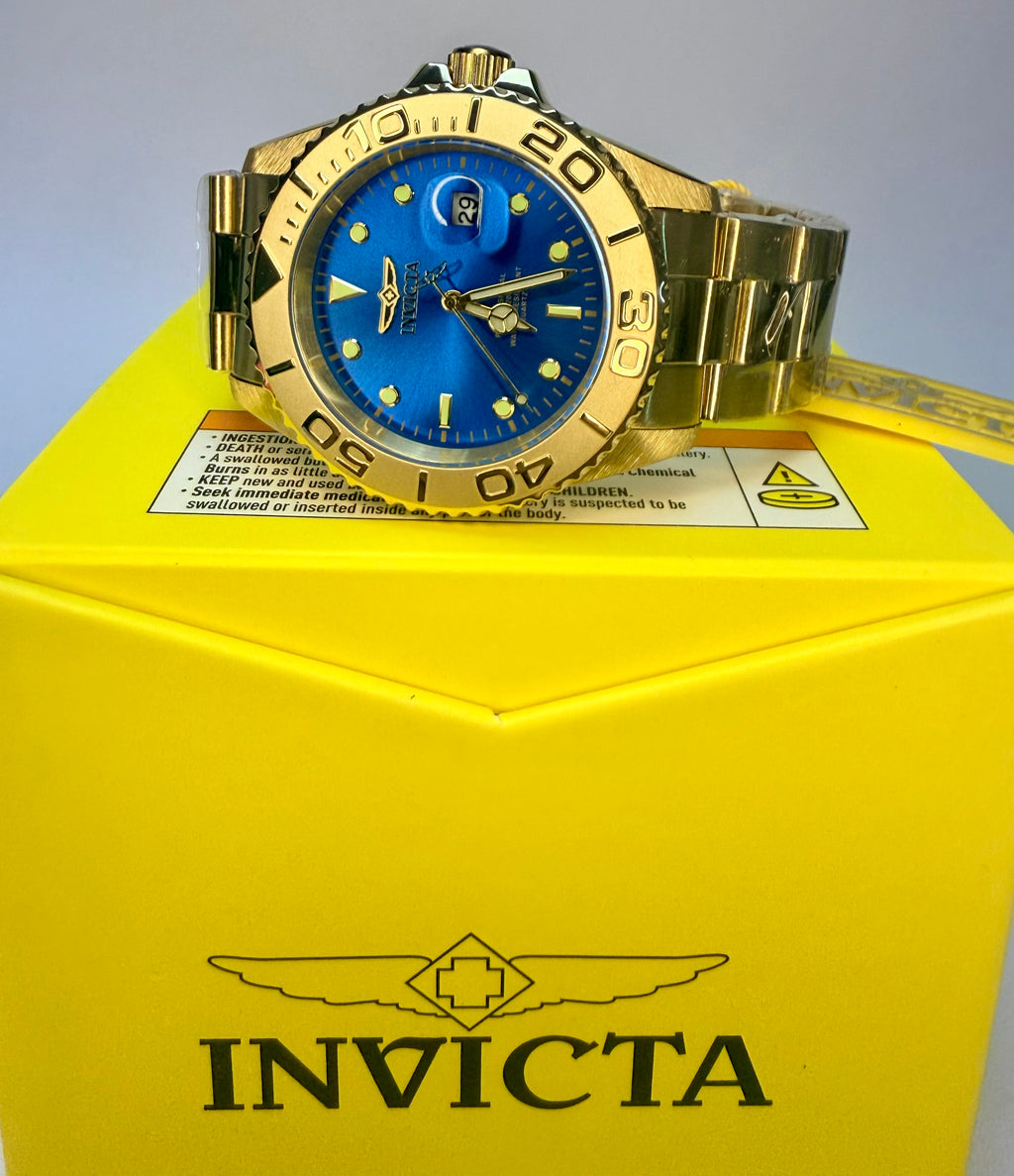 29947 Invicta Men's Pro Diver 43mm Gold Dial Stainless Steel Watch 200 m WR