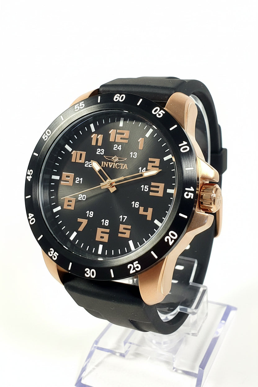40000 Mens Pro Diver 45mm Rose Gold Stainless Steel Black Dial Silicone Watch