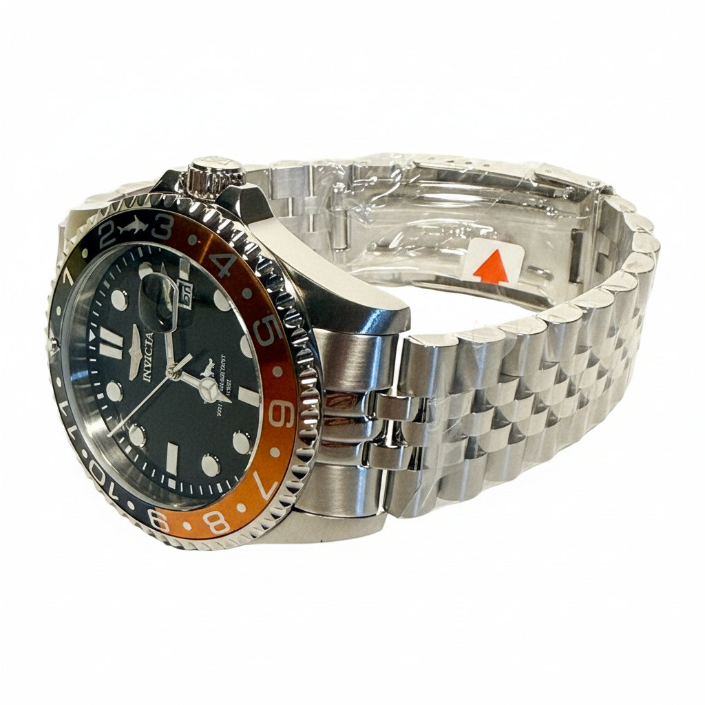 30621 Invicta Mens Pro Diver Charcoal Dial Stainless Steel 43mm Watch 100m PC32 on a flat surface