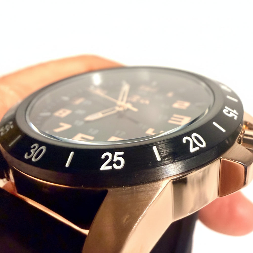 40000 Mens Pro Diver 45mm Rose Gold Stainless Steel Black Dial Silicone Watch