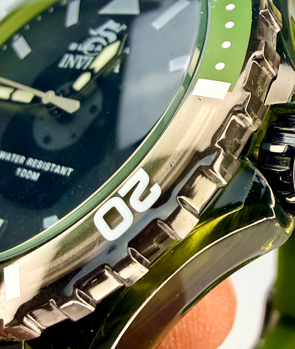 70035 Invicta Subaqua Olive Green Dial Silicone Strap Stainless Steel 44mm Watch