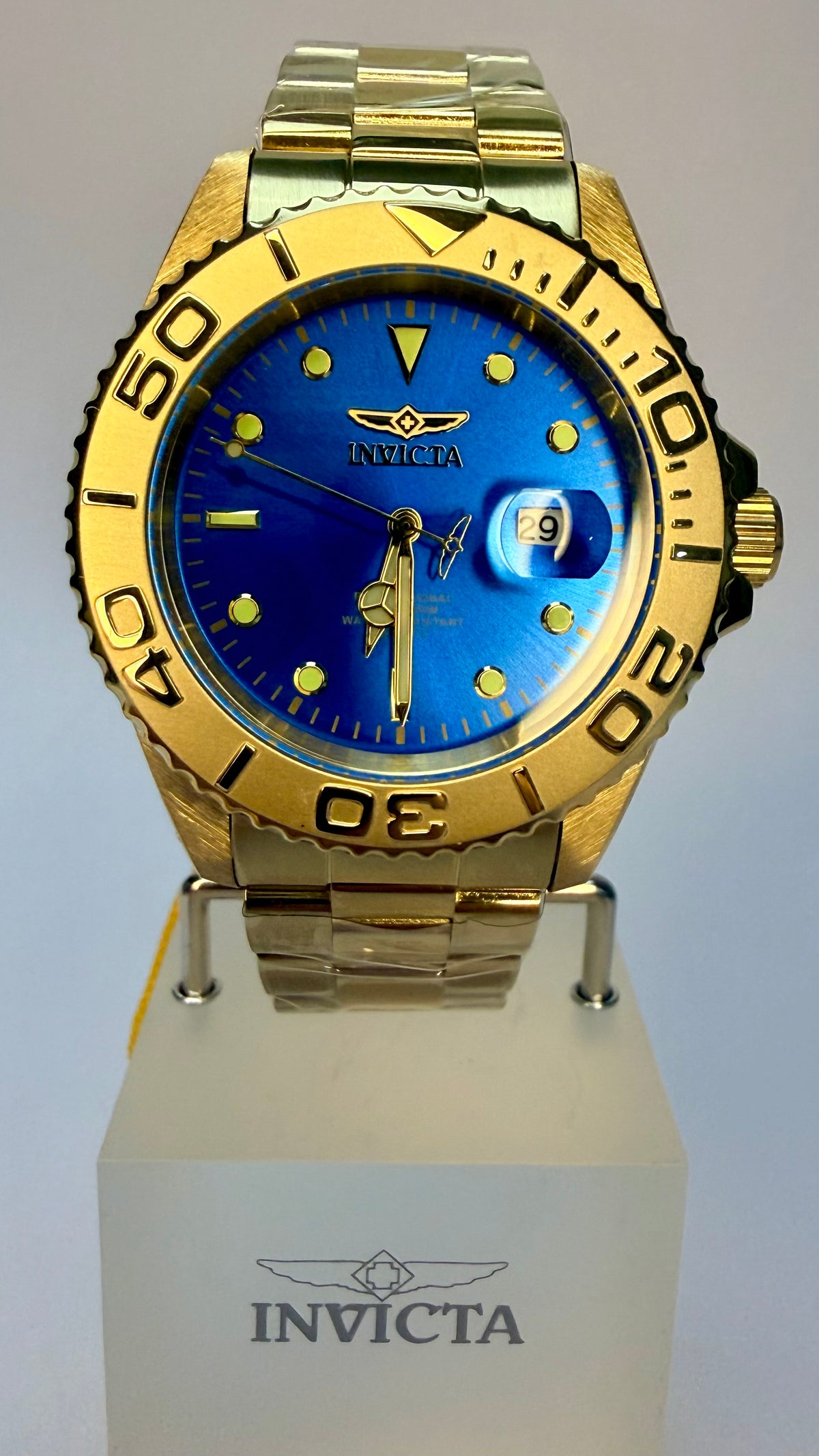 29947 Invicta Men's Pro Diver 43mm Gold Dial Stainless Steel Watch 200 m WR