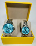 49957 Invicta Specialty His Hers Set Light Blue Dial 42mm 34mm Steel Watch Set