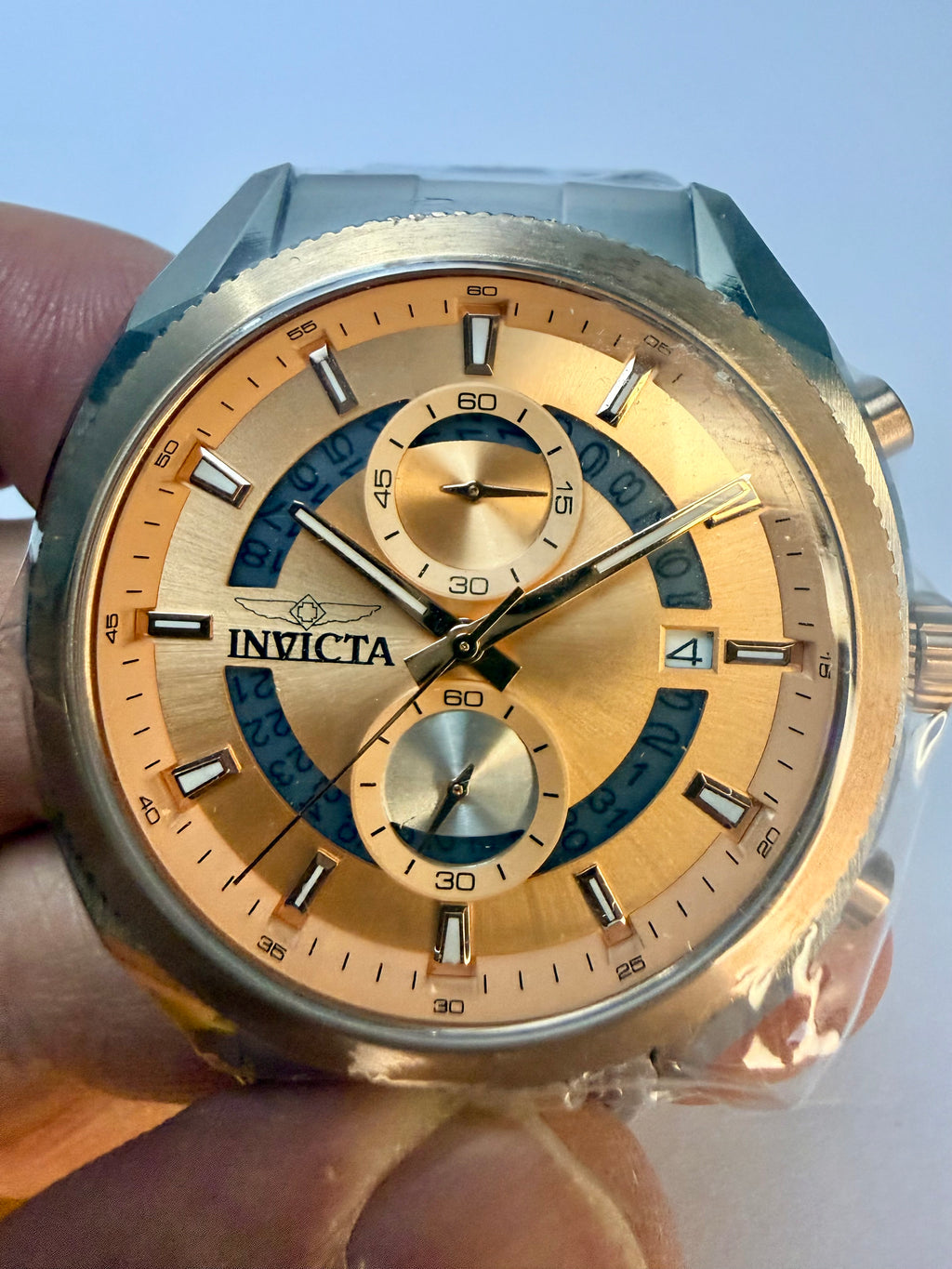 50436 45mm Men's Speedway Sprintus Chronograph Rose Gold Steel Dial