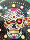 43754 Mens Pro Diver Dia De Los Muertos Skull 43mm Black Silicone Watch