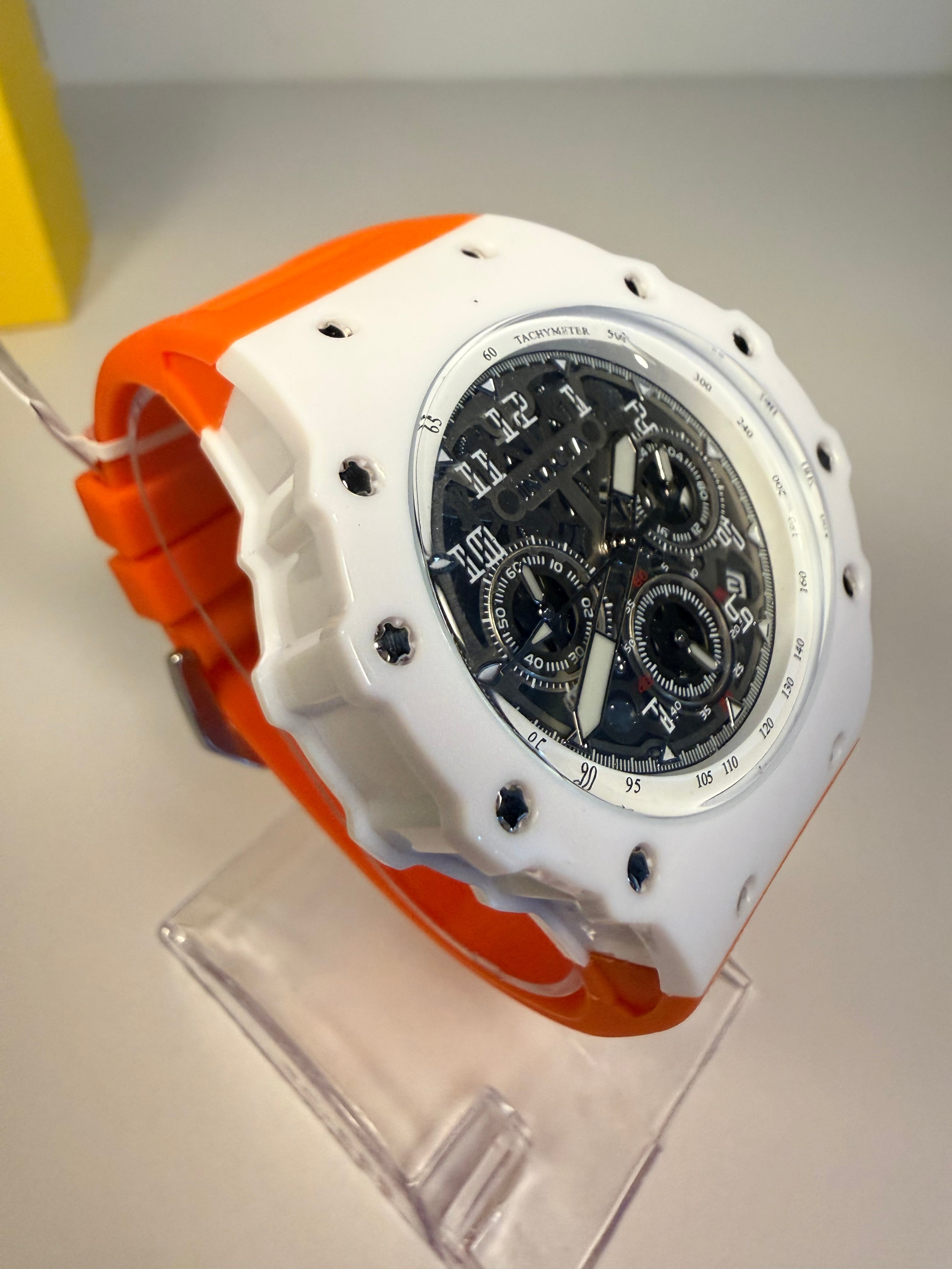 Invicta Racing Vaulthan 44 mm Orange Silicone Chronograph Black Dial Watch 69672