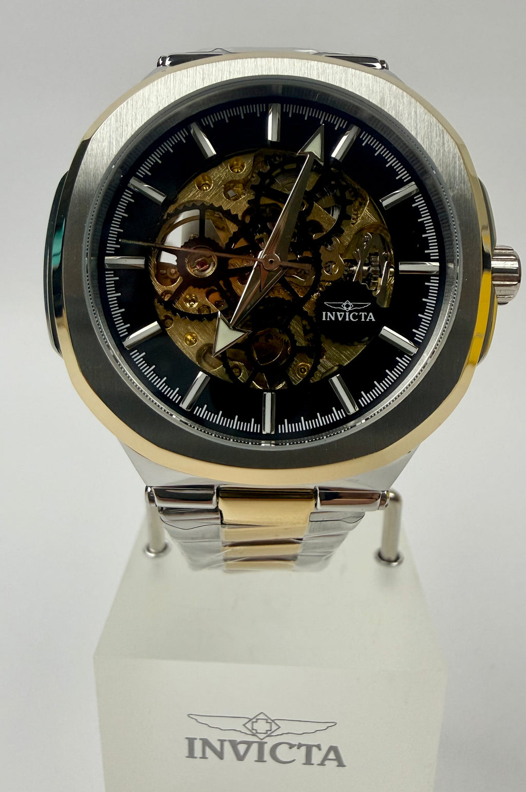 70002 Mens Watch 44mm Silver Gold Skeleton Dial Automatic In Special Case