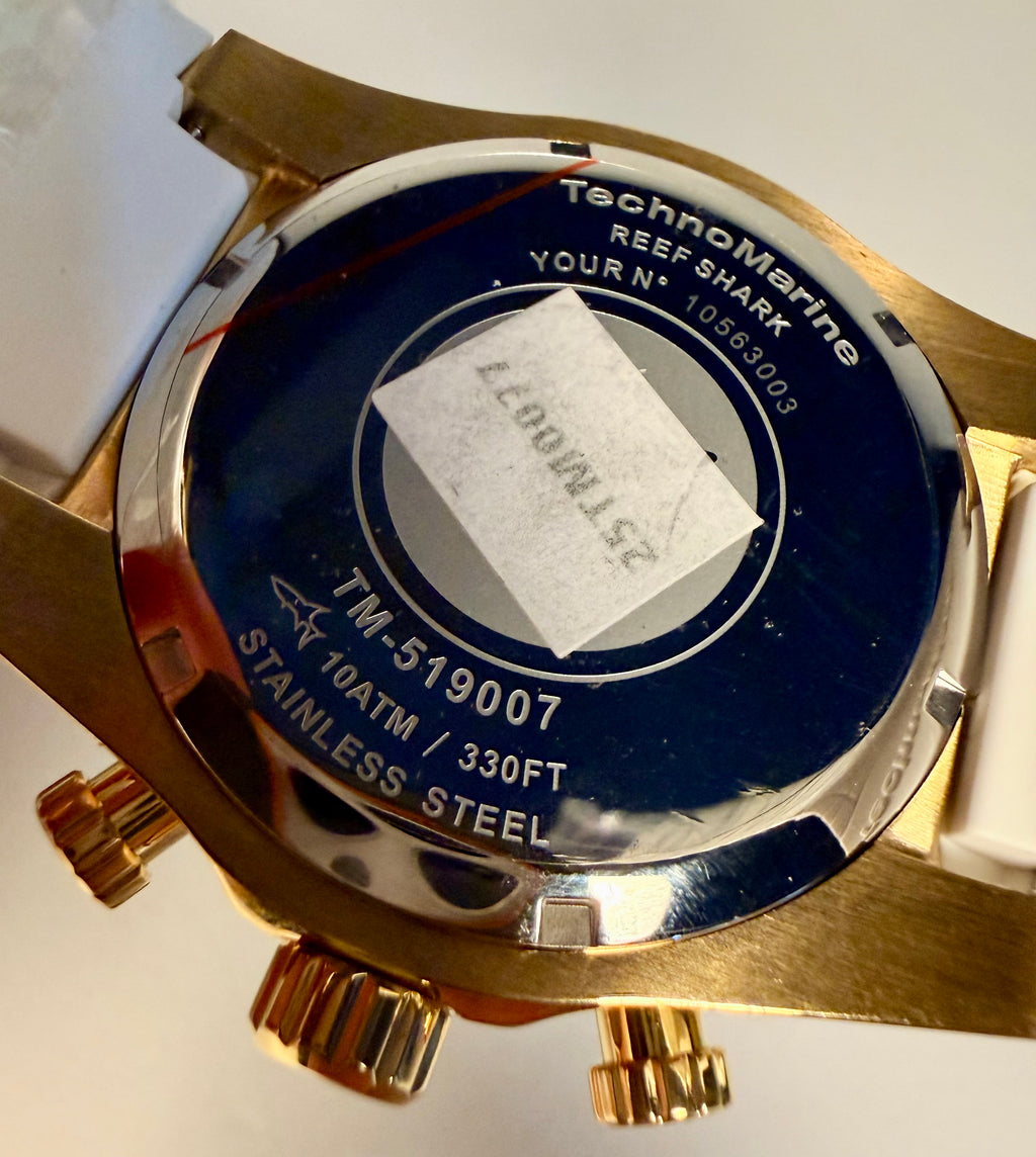 TechnoMarine Reef Shark Swiss Ronda Z50 Caliber Men's Watch - 48mm. White, Blue (ZG-TM-519007) Bottom View
