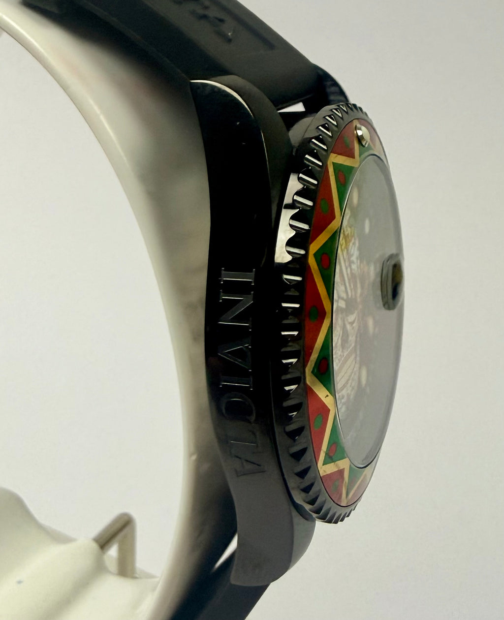 43754 Mens Pro Diver Dia De Los Muertos Skull 43mm Black Silicone Watch