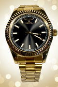 69006 Invicta Specialty I Black Dial Yellow Gold Tone 40mm Stainless Mens Watch on pedestal