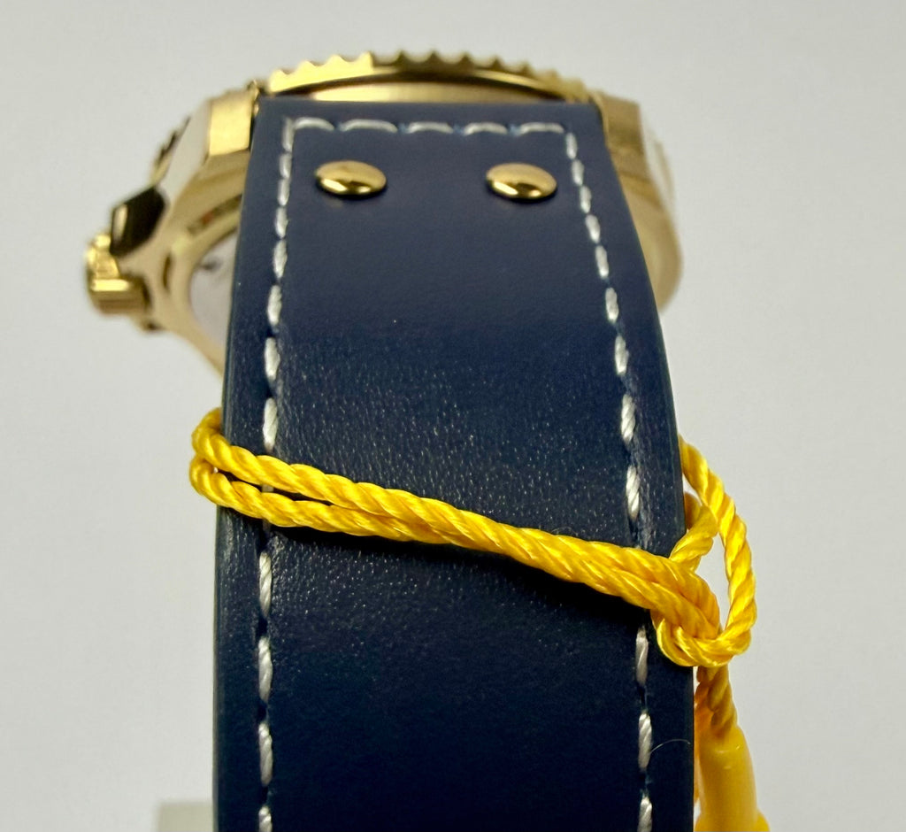 22076 43mm Mens Pro Diver  Blue Dial Watch Leather Strap Special Case