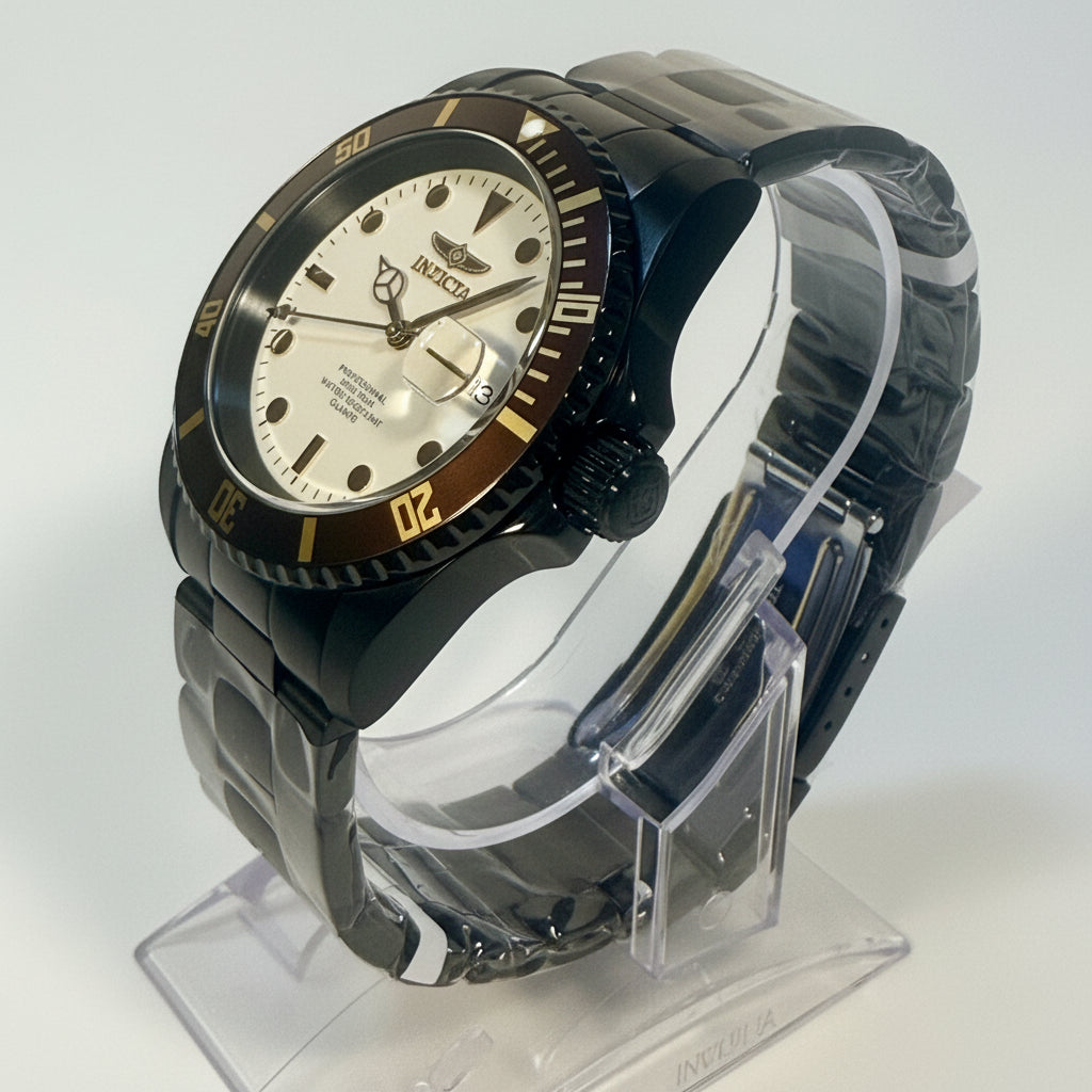 50531 Invicta Mens Pro Diver Vectide Chocolate and White Dial 42mm Stainless Steel Watch 200M	on stand