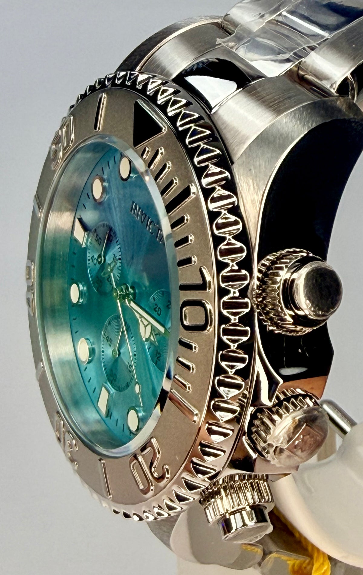 49213 Invicta Mens Pro Diver 47mm Stainless Steel Light Blue Dial Chronograph Watch