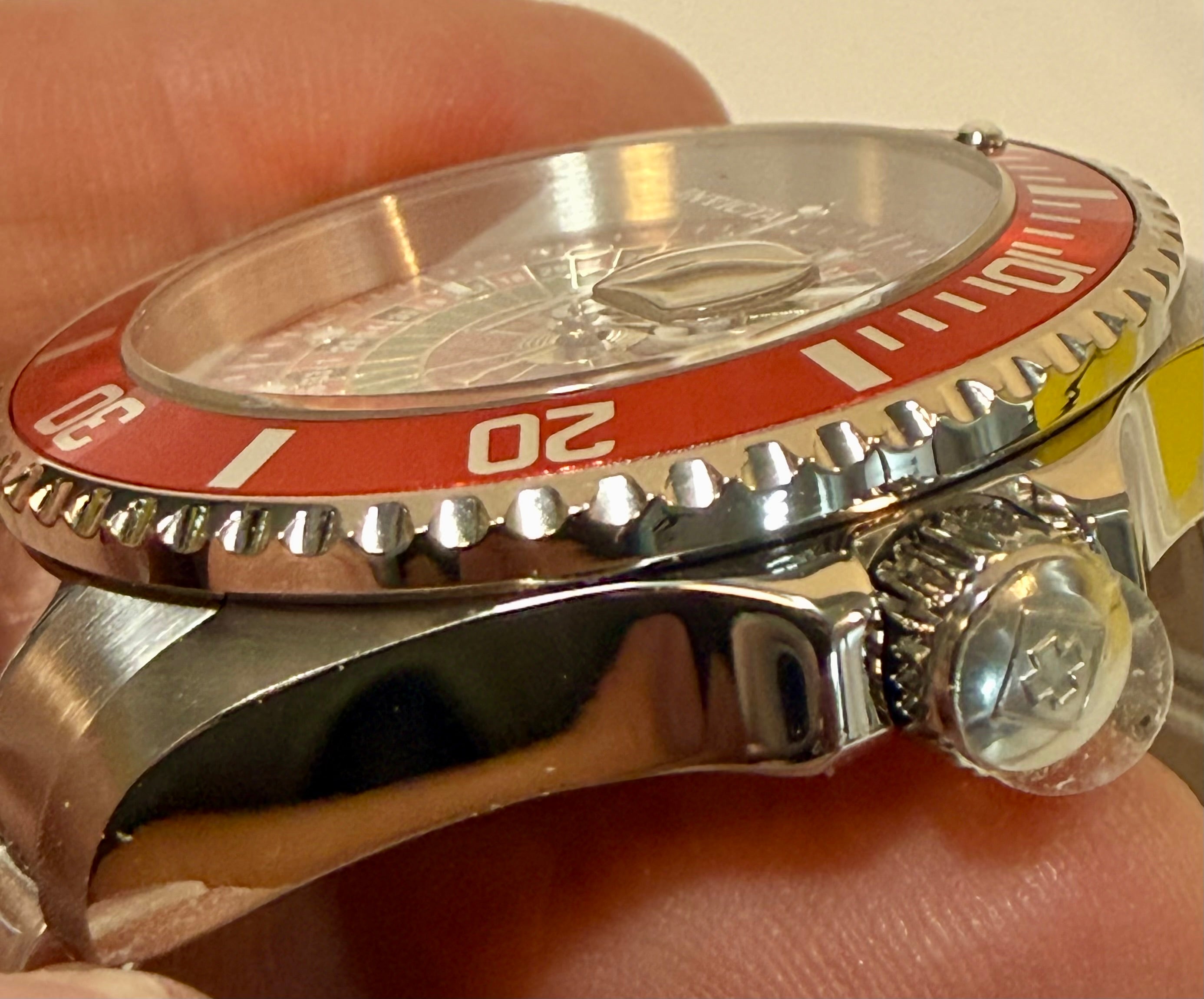 Close-up of a Invicta Pro Diver Roulette House of Cards Men's 40mm 