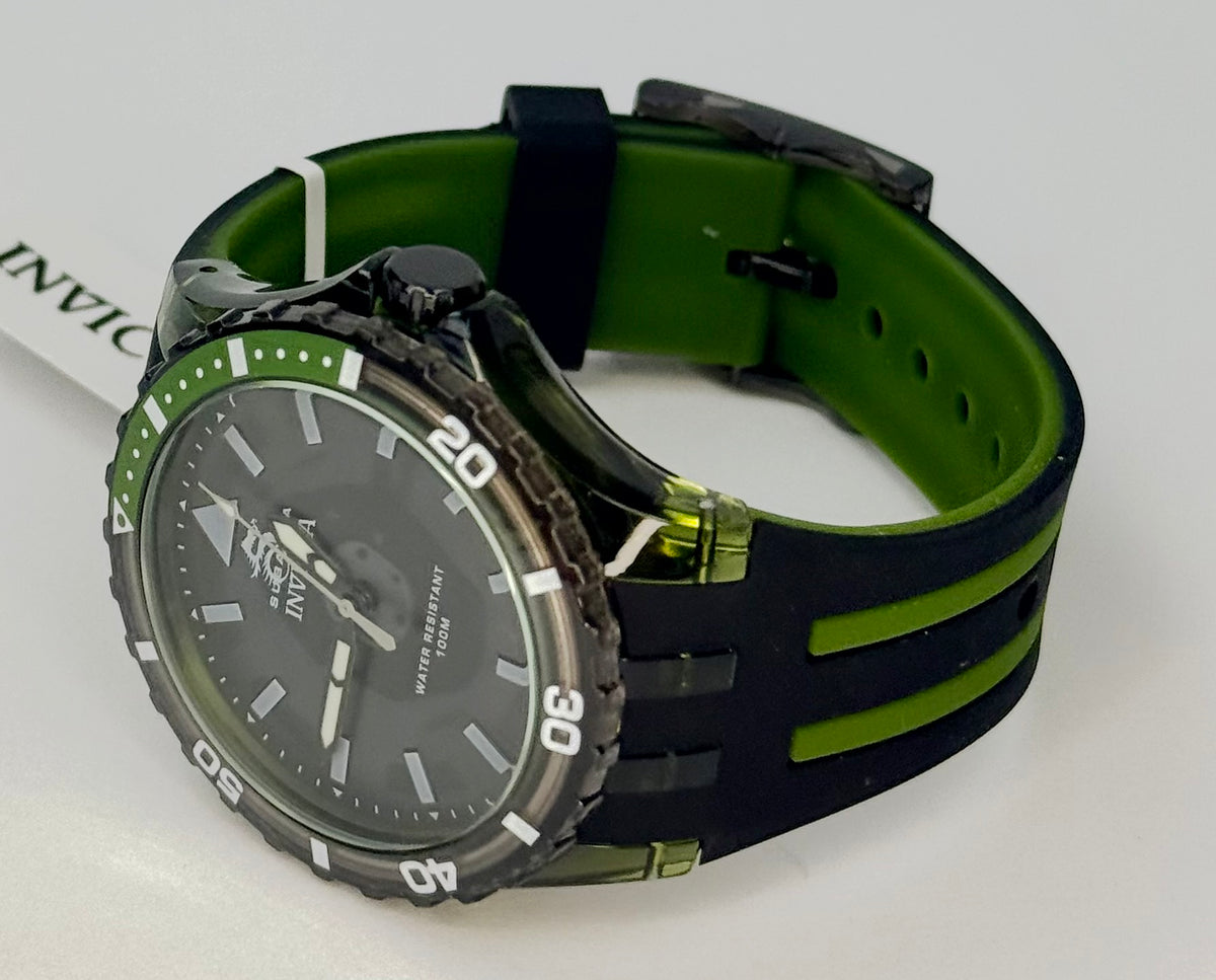 70035 Invicta Subaqua Olive Green Dial Silicone Strap Stainless Steel 44mm Watch