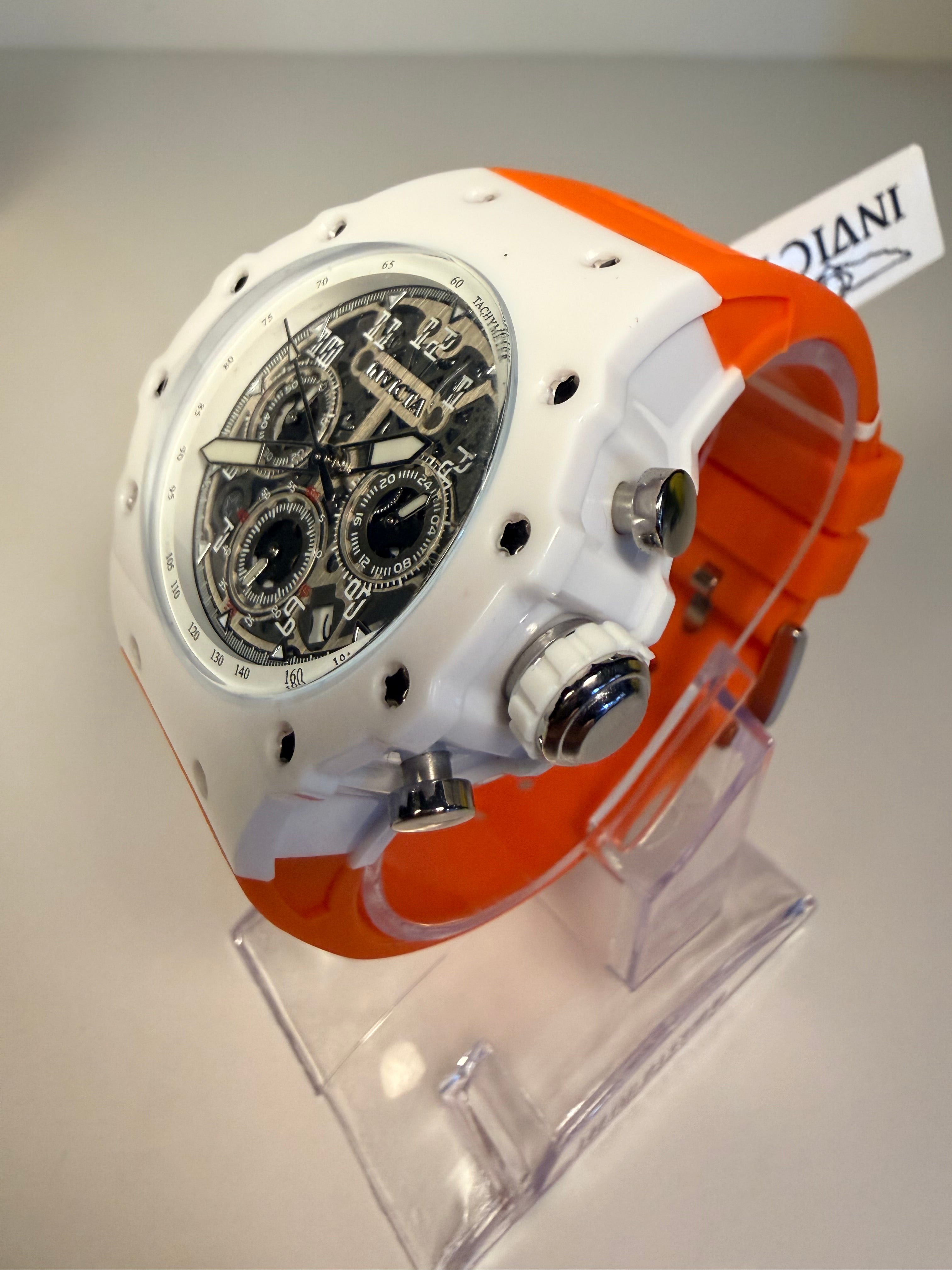 Invicta Racing Vaulthan 44 mm Orange Silicone Chronograph Black Dial Watch 69672