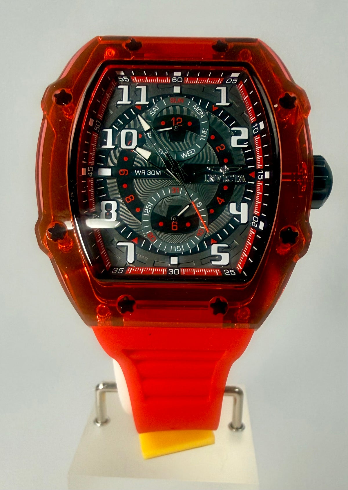 48720 Invicta Racing Cyclone Mens Watch Silicone Strap Red Dial ABS Case