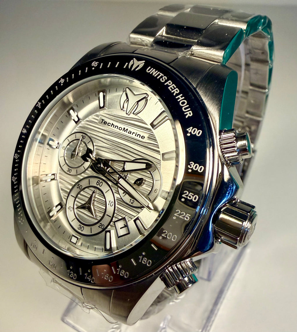 TechnoMarine Manta Ray Men's Watch - 42mm, Steel (ZG-TM-219000) with chrono buttons side view