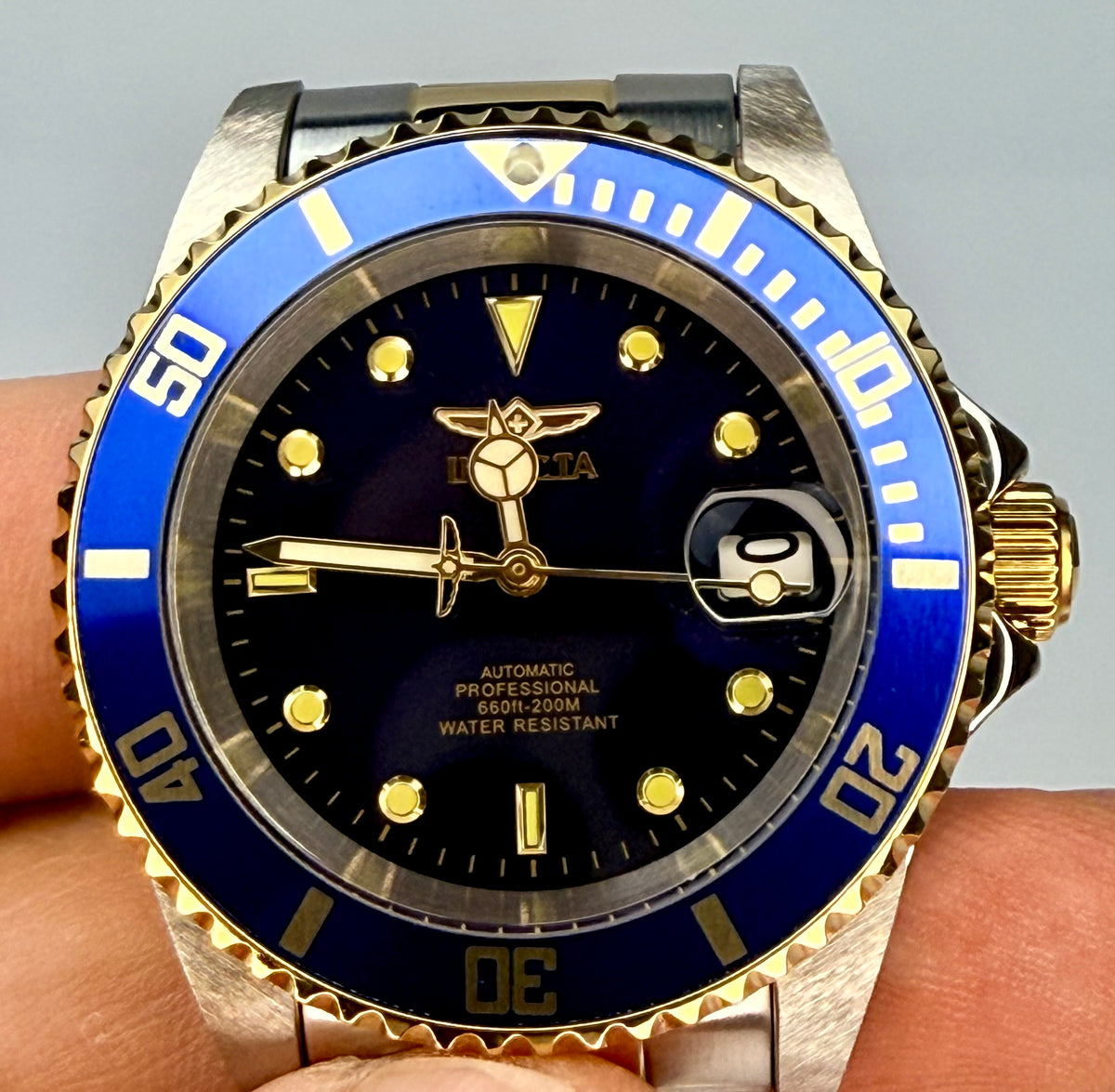 8928OB Mens Pro Diver Automatic Blue Dial Gold Tone Two Tone NH35A 40mm Watch