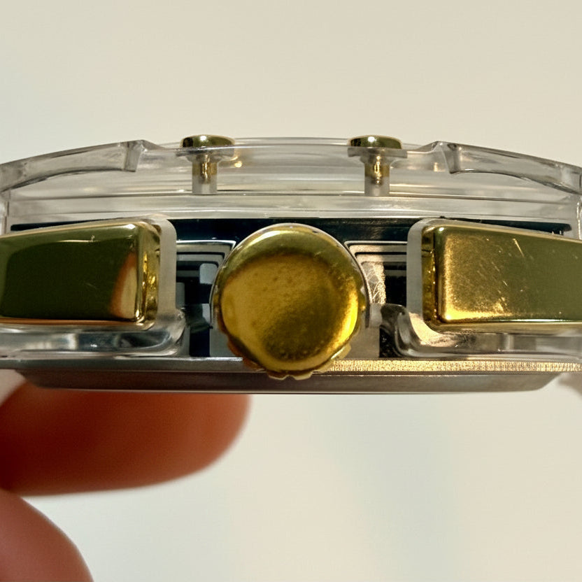 Invicta S1 Rally 42mm Gold Dial Transparent Case Quartz Chronograph Watch 70147 chrono button vew