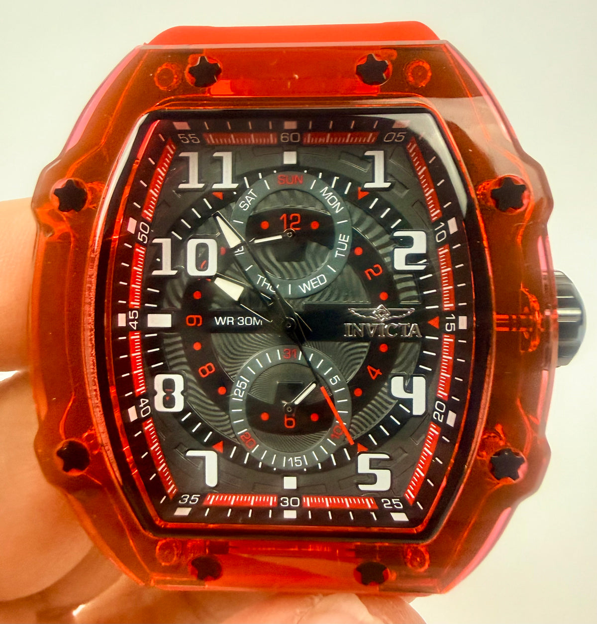 48720 Invicta Racing Cyclone Mens Watch Silicone Strap Red Dial ABS Case