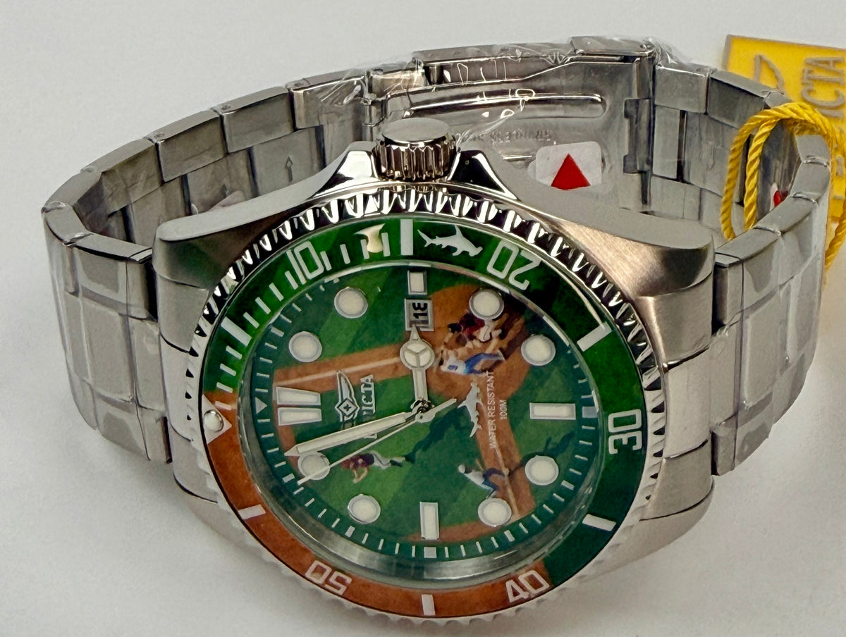 51064 Mens Pro Diver Baseball Dial Steel 43mm Stainless Steel Bracelet Watch