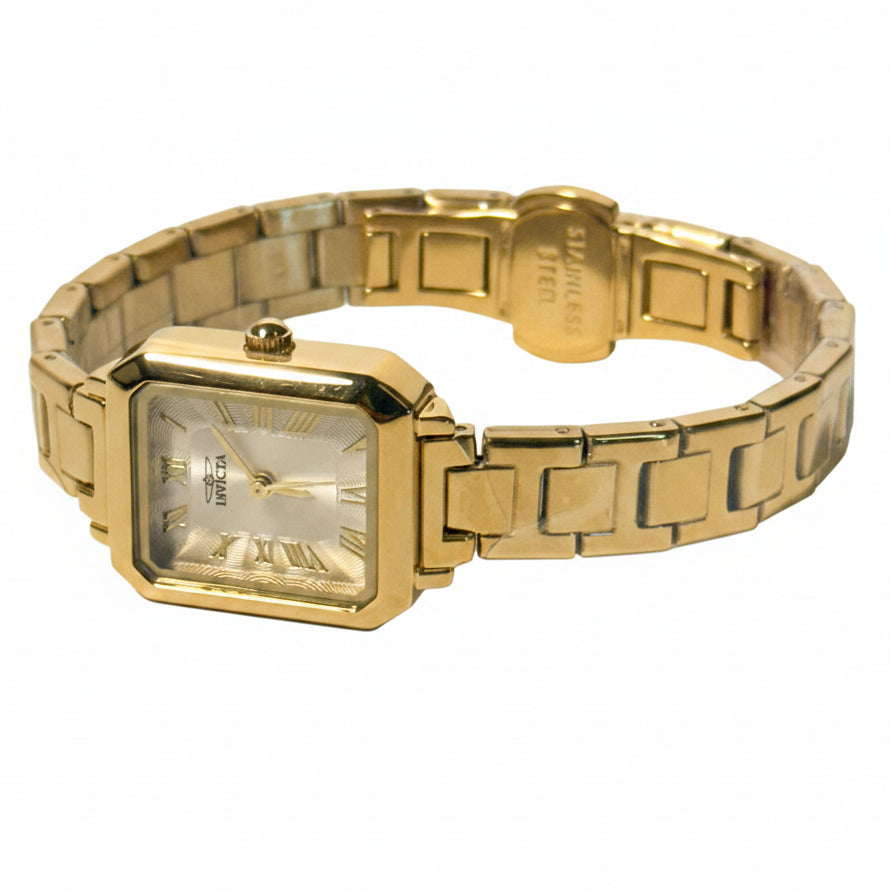 70249 Invicta Celestial Womens 20.8mm Gold Tone Stainless Steel 30m Watch lying flat