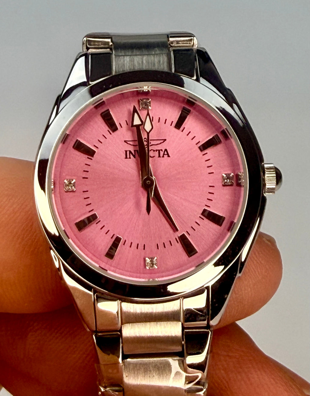 070245 Women's Celestial 24mm Pink Dial Stainless Steel Bracelet Timepiece