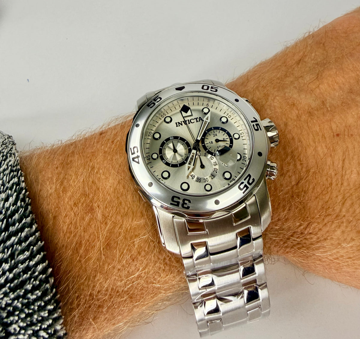 0071 Mens Pro Diver Scuba 48mm Stainless Steel Chronograph Silver Dial 200m Watch