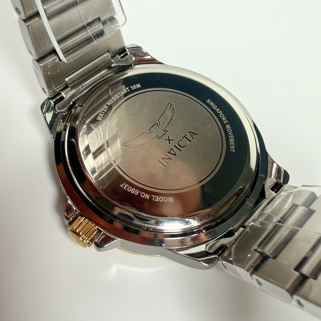 69037 Mens Specialty I 42mm Silver Black Dial 30M Stainless Steel Band PC21S