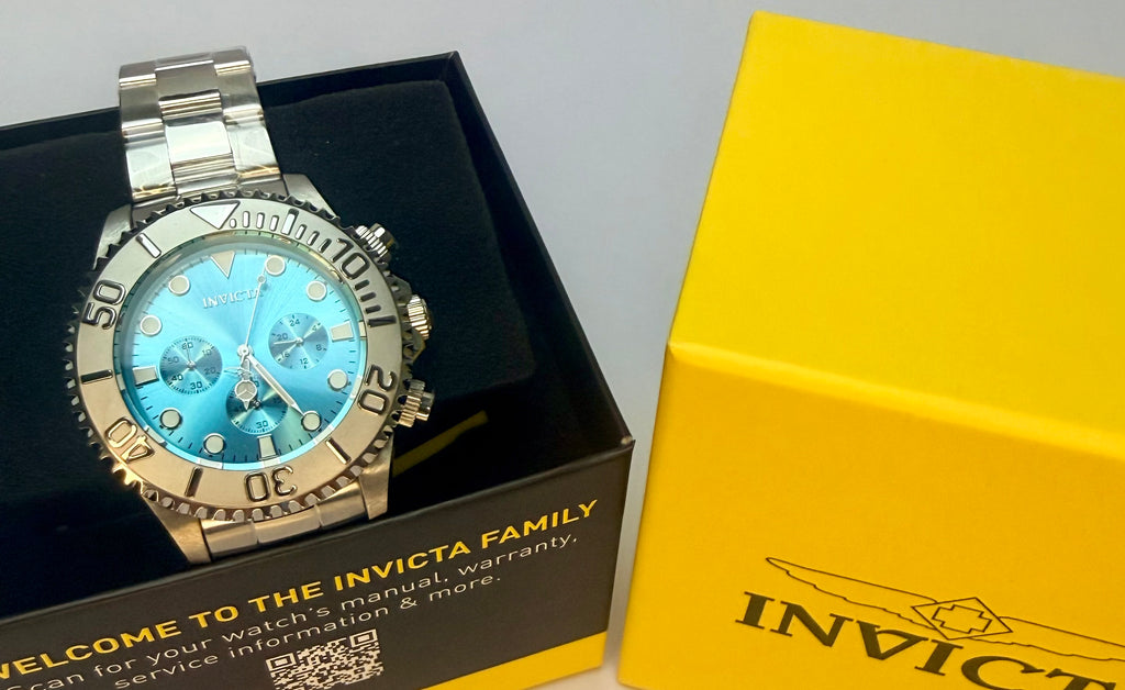 49213 Invicta Grand Diver Stenoz Chronograph 47mm Stainless Light Blue Dial 200M