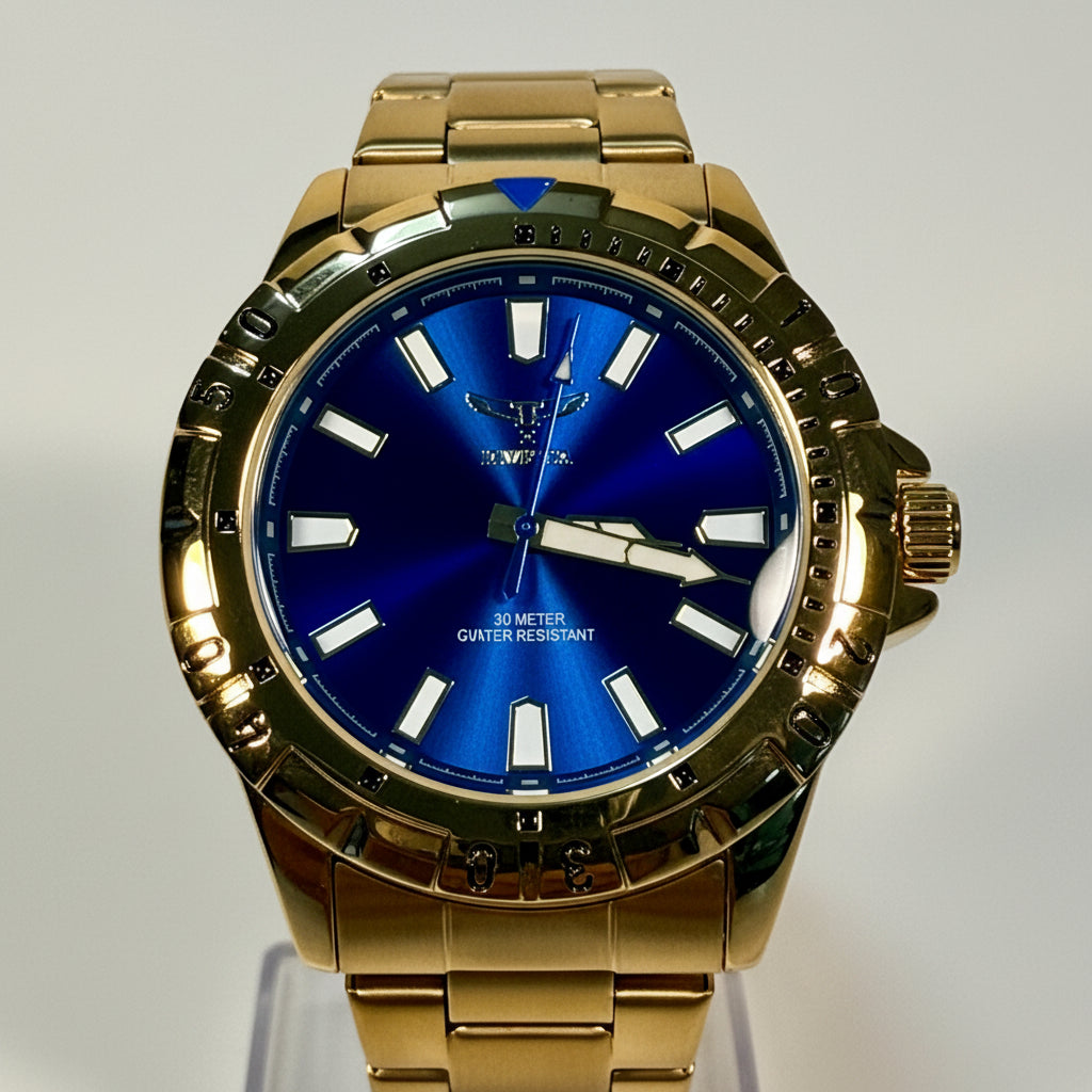 69033 Invicta Specialty Gold Tone Blue Dial 42mm Stainless Steel Mens Watch 30M