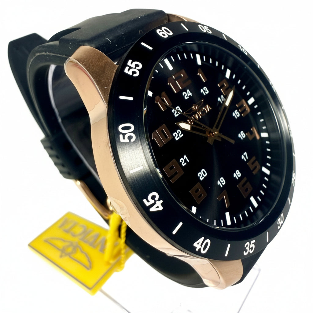 40000 Mens Pro Diver 45mm Rose Gold Stainless Steel Black Dial Silicone Watch
