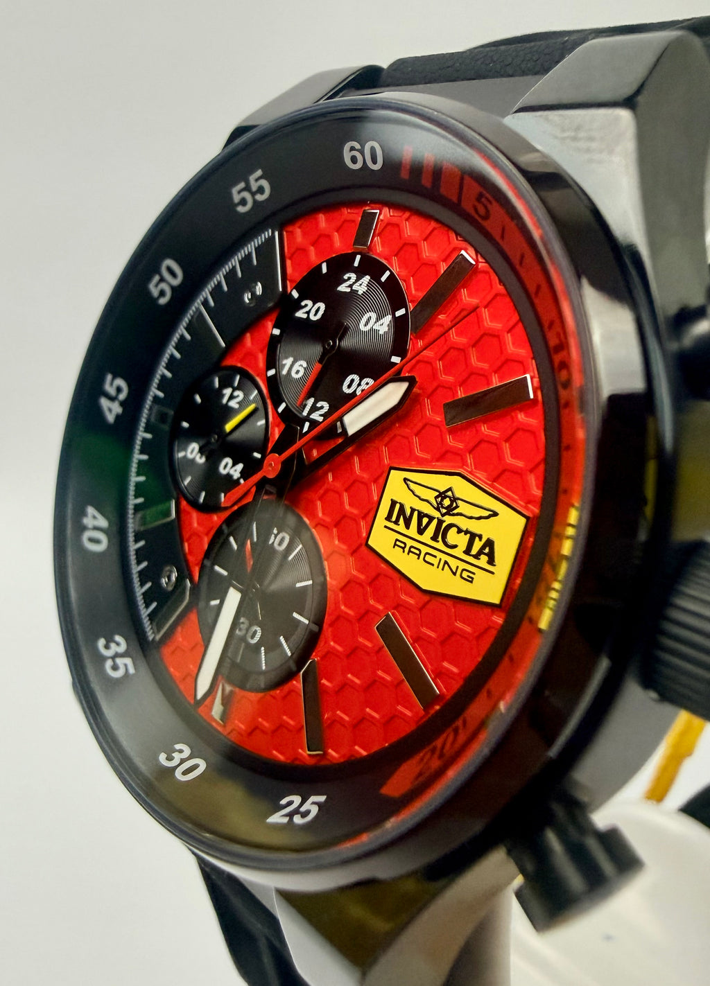 48877 Invicta Racing Champier Men's Watch 44mm Black Dial Chronograph In ABS Impact Case