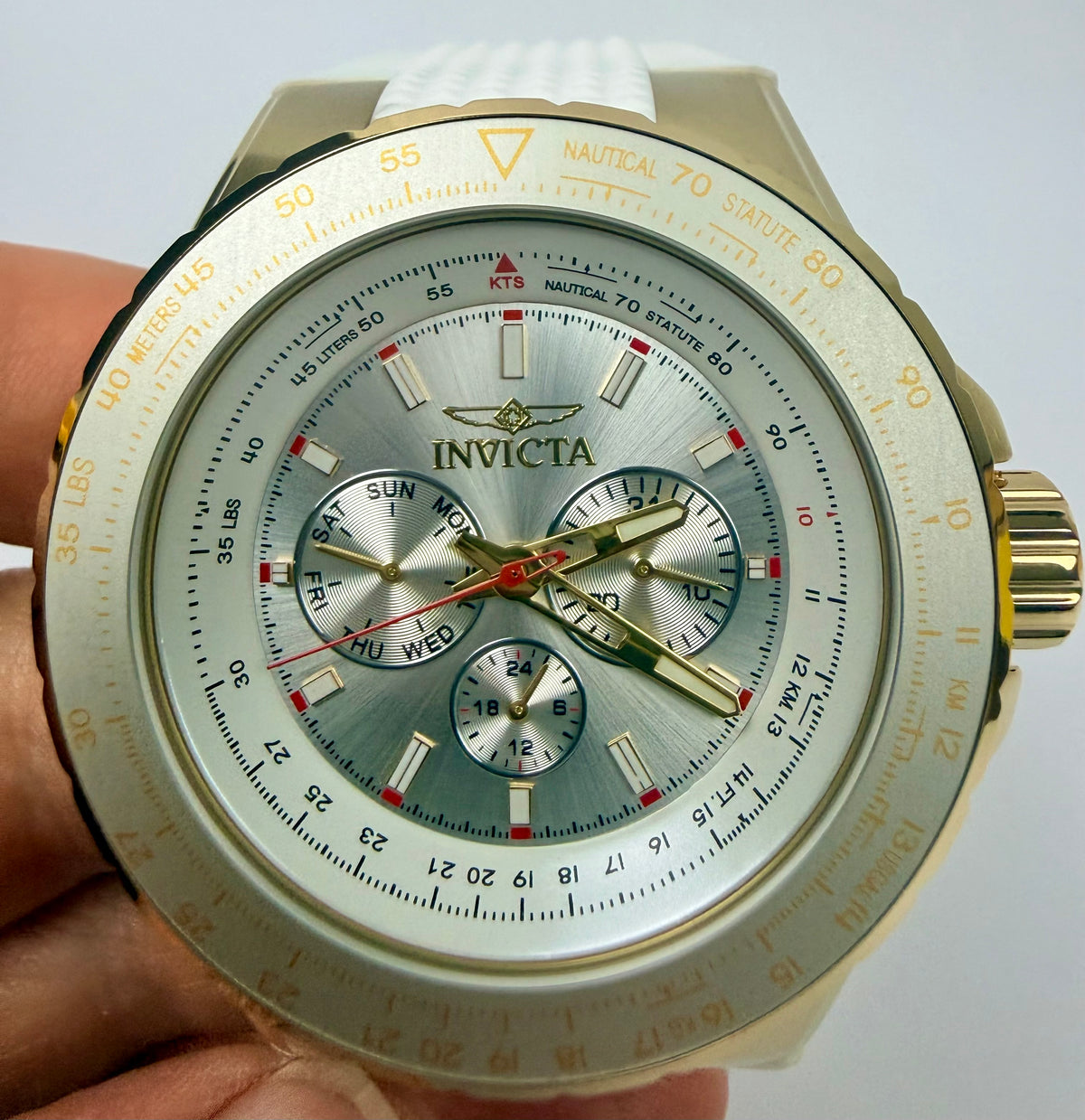 50101 Invicta Aviator Skyshock Men's Watch 50mm White Dial Stainless Steel Chronograph