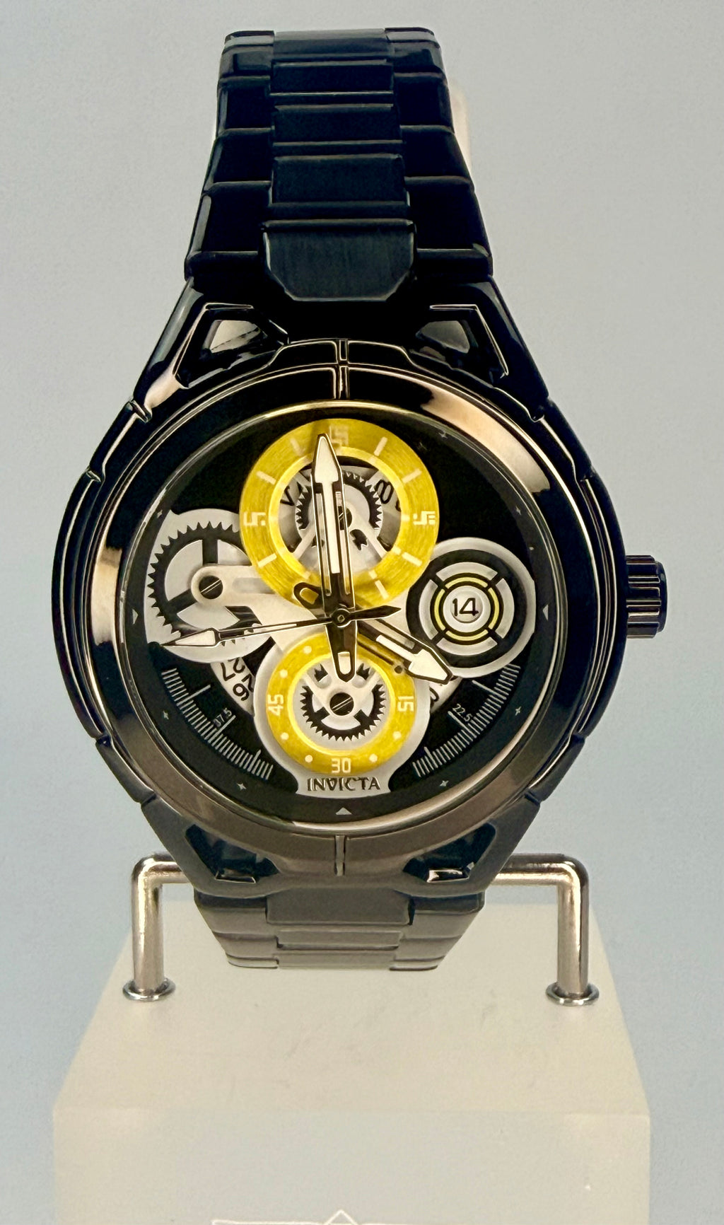 Invicta 79009 S1 Rally Syncor 44mm Black Dial Stainless Steel Silicone Watch