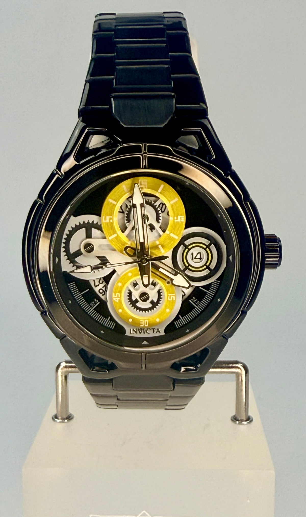 Invicta 79009 S1 Rally Syncor 44mm Black Dial Stainless Steel Silicone Watch