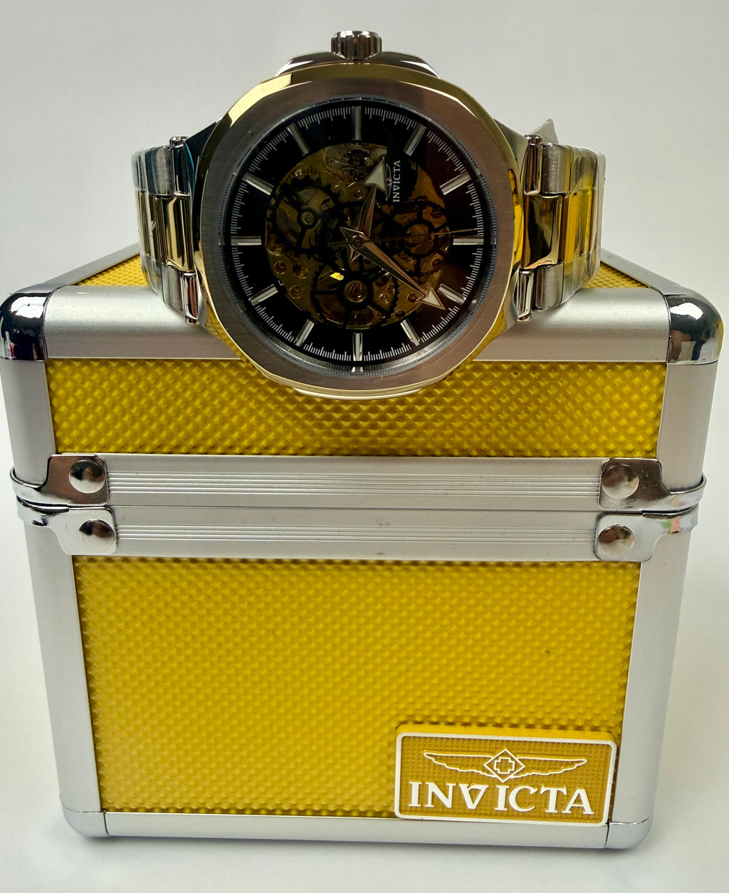 70002 Mens Watch 44mm Silver Gold Skeleton Dial Automatic In Special Case