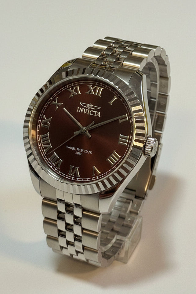 Invicta Specialty Windsor 43mmwatch with a brown dial on a white background