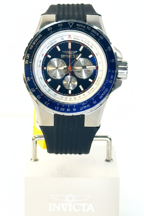 032916 Invicta Aviator Skyshock Black Dial Stainless Steel 50mm Chrono Watch