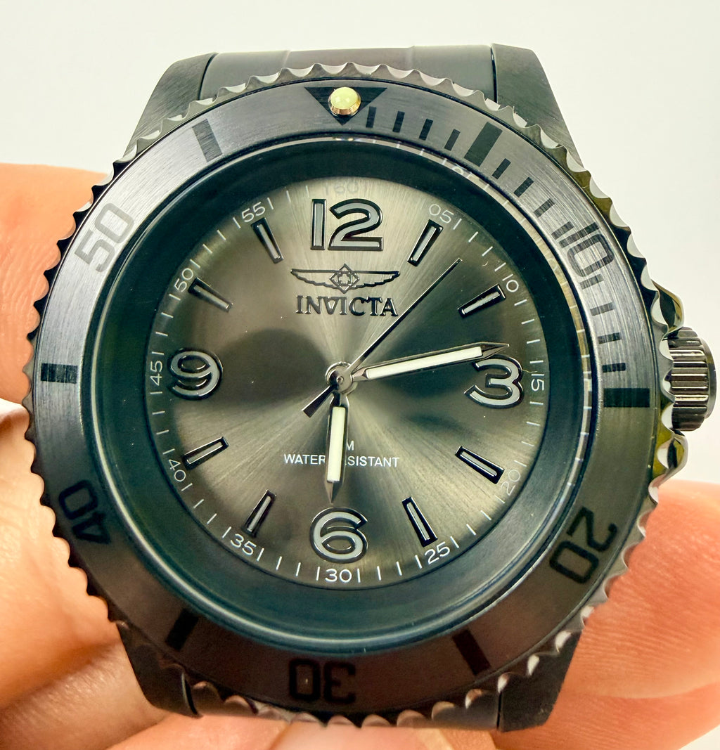 69727 41mm Invicta Specialty Velario Triple Black Dial Steel Bracelet Watch