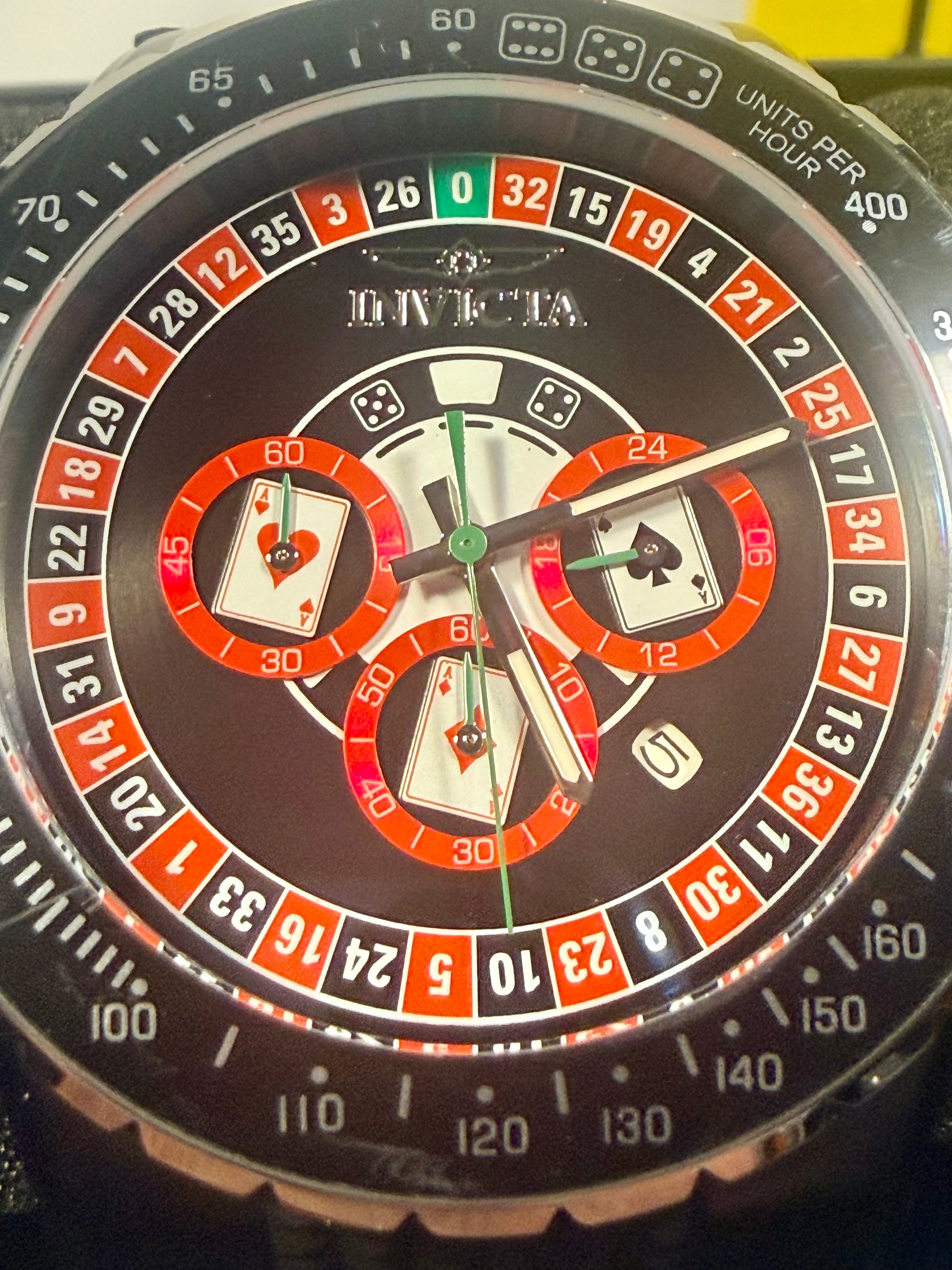 49849 Invicta Aviator Monte Carlo Mens Watch 50mm Casino Dial Poly Strap