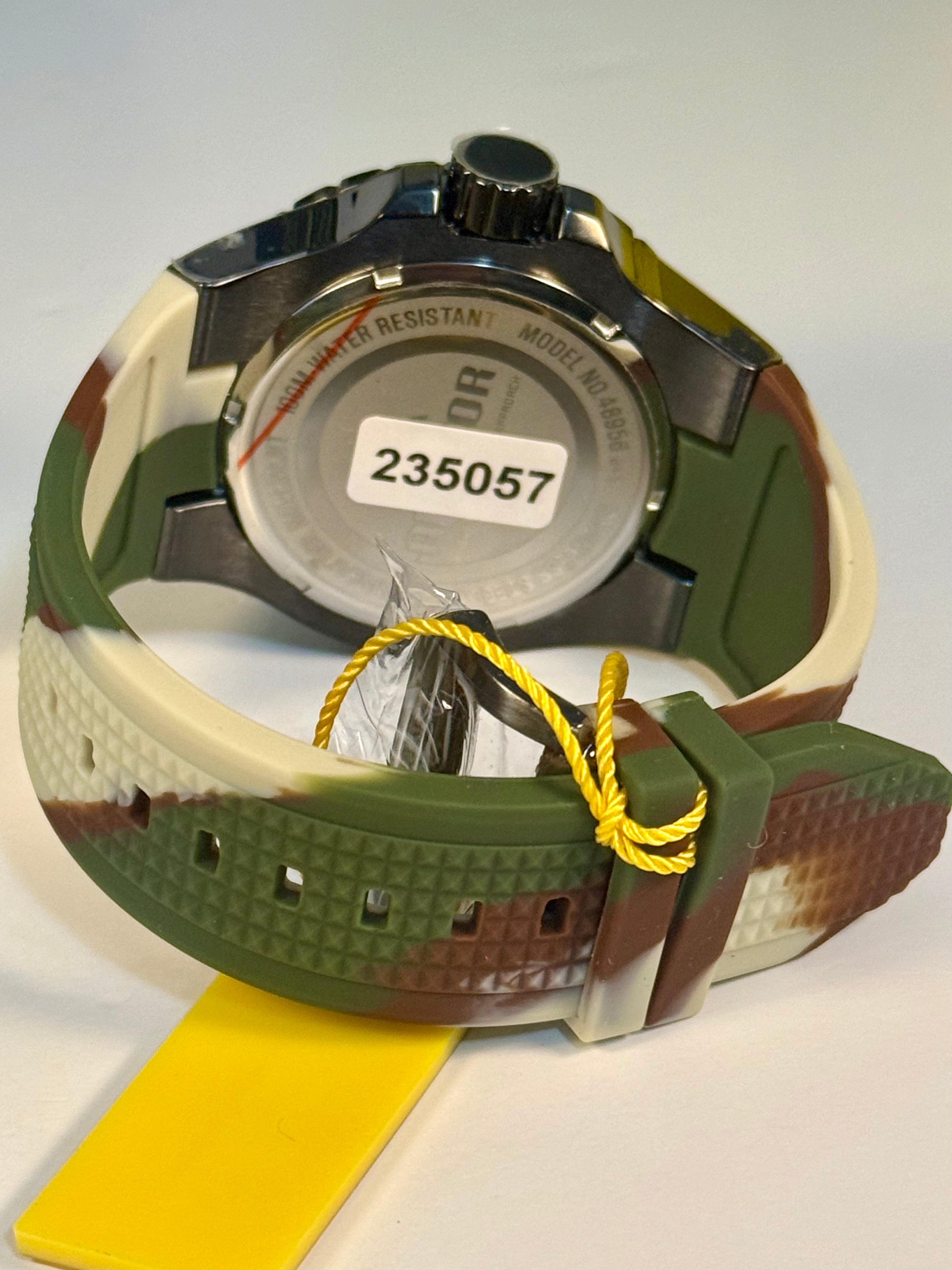 Invicta Aviator Patriotic Camo Watch with a camouflage band on a white background