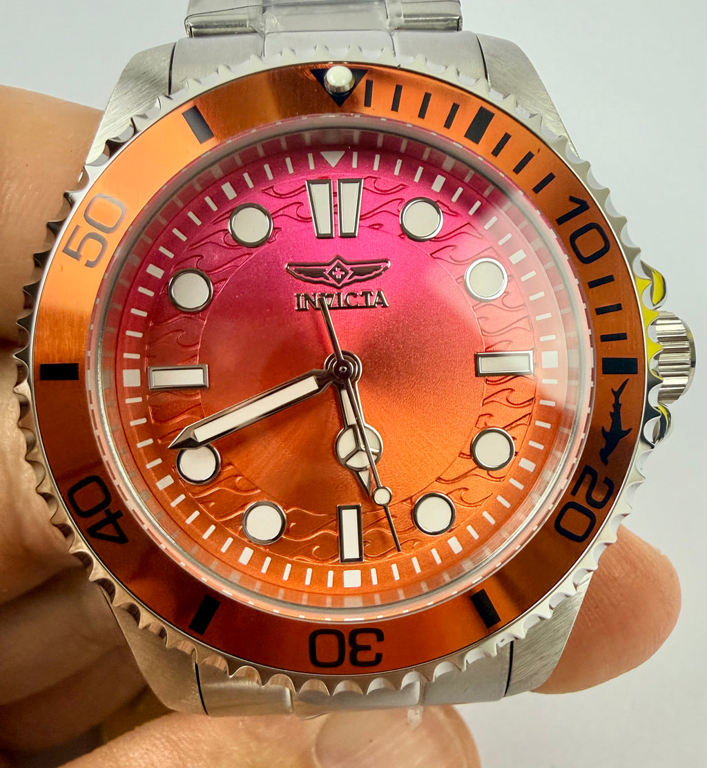 50933 Mens Pro Diver 43mm 100M Flame Fusion Crystal Watch Special Case
