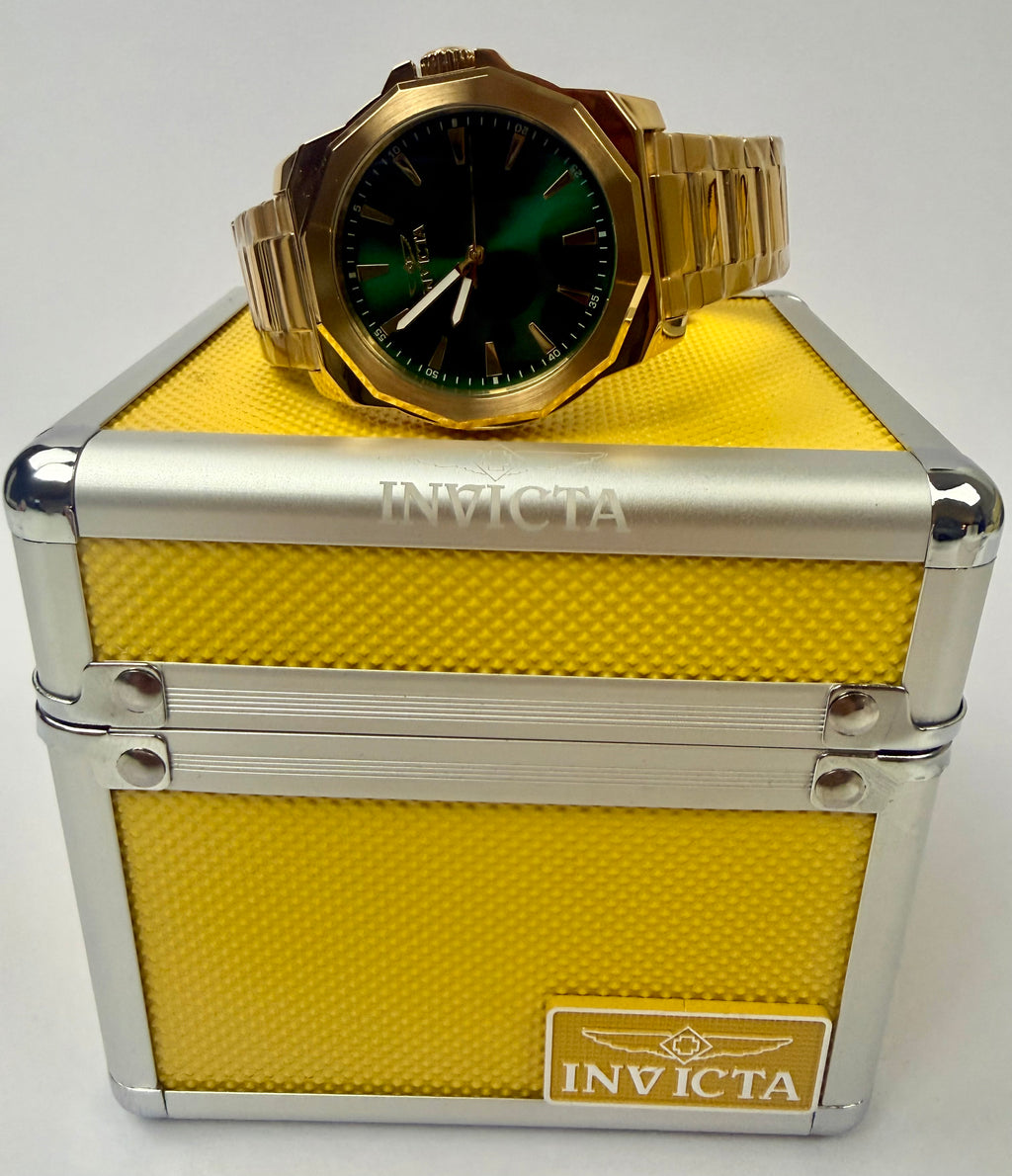 46841 Invicta Speedway Dominus Men's Watch 42mm Gold Band Green Dial Special Case