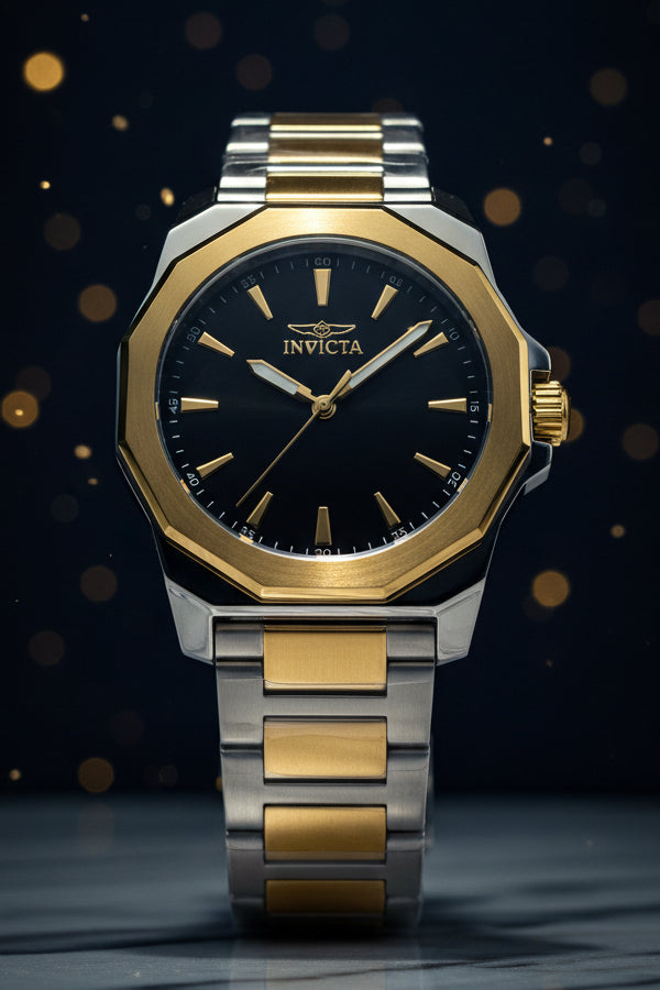 Speedway Ladies 34mm Combo Gold and silver watch with a black face on a white background