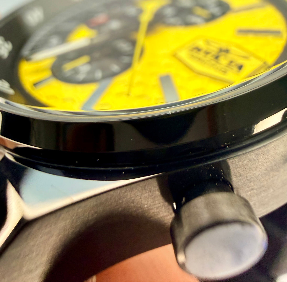 48876 Invicta Racing Mens Watch 44mm Black Case Yellow Dial Chronograph
